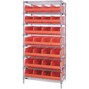 QUANTUM STORAGE SYSTEMS WR8-483OR Bin Shelving Wire 36 x 21 28 Bins Orange | AB7XGD 24K257