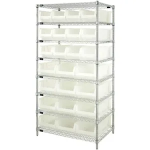 QUANTUM STORAGE SYSTEMS WR8-950952CL Bin Shelving Wire 36 x 24 24 Bins Clear | AE8XAY 6GAP8