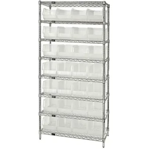 QUANTUM STORAGE SYSTEMS WR8-950CL Bin Shelving Wire 36 x 24 28 Bins Clear | AE8XAW 6GAP6