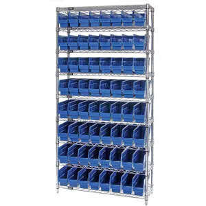 QUANTUM STORAGE SYSTEMS WR9-201BL Bin Shelving Wire 36 x 12 64 Bins Blue | AC6HMP 33Z217