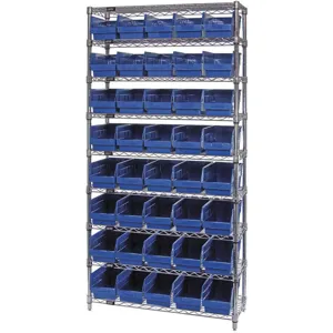 QUANTUM STORAGE SYSTEMS WR9-204BL Bin Shelving Wire 36 x 18 40 Bins Blue | AC6HMZ 33Z226