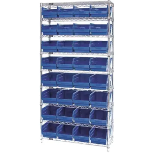 QUANTUM STORAGE SYSTEMS WR9-207BL Bin Shelving Wire 36 x 12 32 Bins Blue | AC6HNF 33Z232