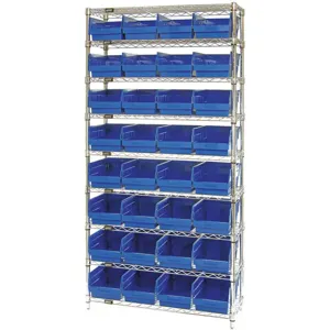 QUANTUM STORAGE SYSTEMS WR9-208BL Bin Shelving Wire 36 x 18 32 Bins Blue | AC6HNJ 33Z235