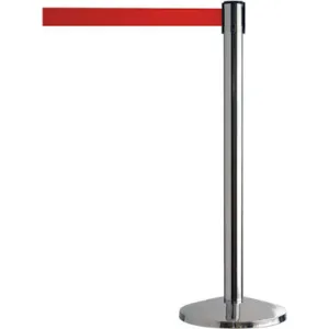 QUEUEWAY QWAYPOST-1P-R5 Barrier Post with Belt Metal 7-1/2 Feet length | AH3FQR 31MJ05