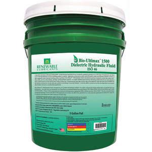 RENEWABLE LUBRICANTS 81064 Bio Ultimax 1500 Dielectric Hydraulic Fluid, Grade 46, 5 Gallon Capacity | AF9ZDB 30WK96