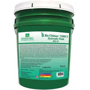 RENEWABLE LUBRICANTS 81314 Bio Ultimax 1200LT Hydraulic Fluid, Grade 15, 5 Gallon Capacity | AF9ZDP 30WL09