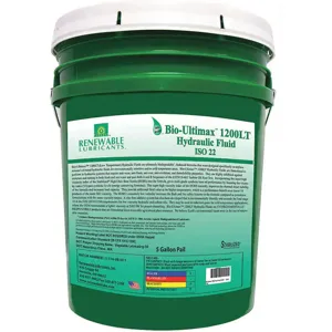 RENEWABLE LUBRICANTS 81324 Bio Ultimax 1200LT Hydraulic Fluid, Grade 22, 5 Gallon Capacity | AF9ZDT 30WL12