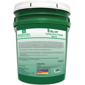 RENEWABLE LUBRICANTS 81704 Bio AW Turbine R&O Fluid, Grade 32, Pail 5 Gallon Capacity | AF9ZDY 30WL21