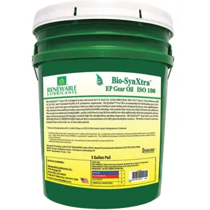 RENEWABLE LUBRICANTS 82424 Bio SynXtra Gear Oil, Grade 100, Pail 5 Gallon Capacity | AF9ZEL 30WL39