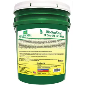 RENEWABLE LUBRICANTS 82484 Bio SynXtra Gear Oil, Grade 1000, Pail 5 Gallon Capacity | AF9ZEQ 30WL43