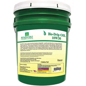 RENEWABLE LUBRICANTS 84024 Bio Drip Oil, Grade 10W30, Pail 5 Gallon Capacity | AF9ZEY 30WL60