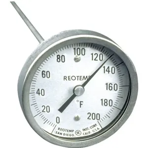 REOTEMP A36P 0-200 F Bimetal Thermometer 3 Inch Dial 0 To 200f | AC9YXJ 3LPU9