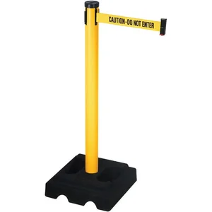 RETRACTA-BELT 302PYW-CAU Barrier Post with Belt 40 inch Height 10 feet Length | AG9NEE 20YU57