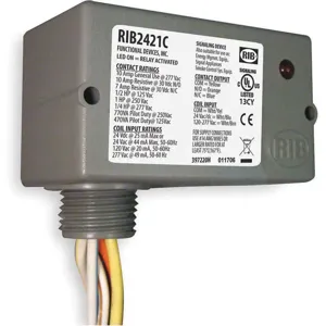 FUNCTIONAL DEVICES INC / RIB RIB2421C Enclosed Pre-wired Relay Spdt 10a@30vdc | AB9QMB 2ETA6