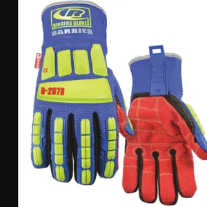 RINGERS GLOVES 297B-12 Impact Gloves 2XL Hi-Vis Green/Blue PR | AH6VLH 36GN61