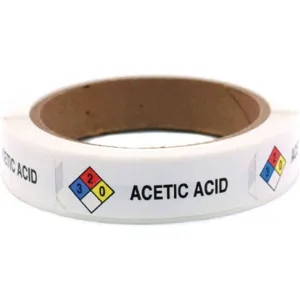 ROLL PRODUCTS 141541 Item Hazardous Chemical Label Acetic Acid - Pack Of 250 | AF3XLR 8EE39