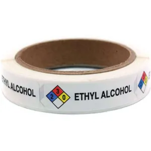 ROLL PRODUCTS 141546 Ethyl Alcohol Labels Roll - Pack Of 250 | AF3XFD 8E085