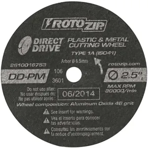 ROTOZIP DD-PM5 Abrasive Cut Wheel 2-1/2 Inch Diameter 0.750 Inch T Pk5 | AA8QDN 19L474