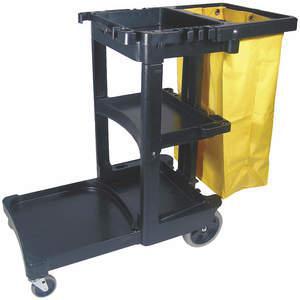 RUBBERMAID FG617388BLA Janitor Cart Black 1 Shelf 38-3/8 Inch Height | AE4NYB 5M880