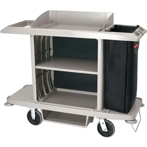 RUBBERMAID FG618900PLAT Housekeeping Cart Gray Polypropylene | AA6NFZ 14J684