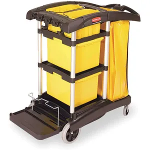 RUBBERMAID FG9T7300BLA Microfiber Janitor Cart Black Plastic/aluminium | AB2WDG 1PBJ7