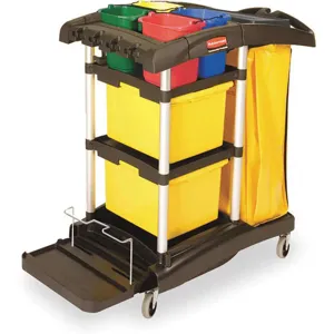 RUBBERMAID FG9T7400BLA Microfiber Janitor Cart Black Plastic/aluminium | AB2WDH 1PBJ8