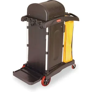 RUBBERMAID FG9T7500BLA Microfiber Janitor Cart Black Plastic/aluminium | AB2WDJ 1PBJ9