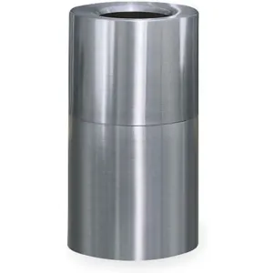 RUBBERMAID FGAOT35SAPL Open-top Trash Can Round 35 Gallon Silver | AC2GYR 2KDP7