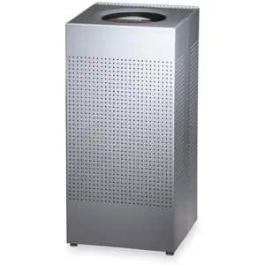 RUBBERMAID FGSC14EPLSM Open-top Trash Can Square Silver Metalic | AC2GZA 2KDR6