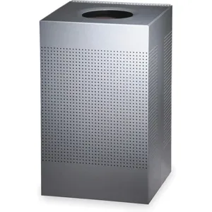 RUBBERMAID FGSC18EPLSM Open-top Trash Can Square Silver Metalic | AC2GZB 2KDR7