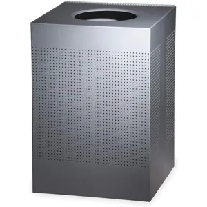 RUBBERMAID FGSC22EPLSM Open-top Trash Can Square Silver Metalic | AC2GZC 2KDR8