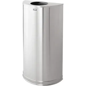 RUBBERMAID FGSO12SSSPL Open-top Trash Can Half Round 12 Gallon | AD2UVH 3UKN7