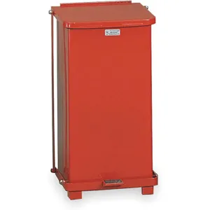 RUBBERMAID FGST12EPLRD Step On Trash Can Square 12 Gallon Red | AC2GZV 2KDU9