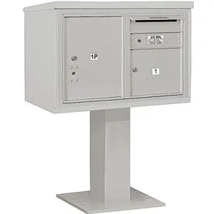 SALSBURY INDUSTRIES 3405D-01GRY Pedestal Mailbox 2 Doors Gray 48-1/8 Inch | AG3KME 33LN16