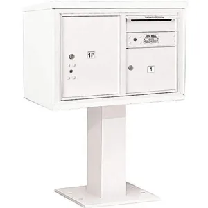 SALSBURY INDUSTRIES 3405D-01WHT Pedestal Mailbox 2 Doors White 48-1/8 Inch | AG3KMG 33LN18