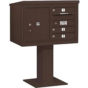 SALSBURY INDUSTRIES 3405D-03BRZ Pedestal Mailbox 4 Doors Bronze 48-1/8 Inch | AG3KTJ 33LP37