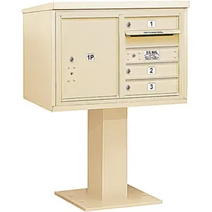 SALSBURY INDUSTRIES 3405D-03SAN Pedestal Mailbox 4 Doors Sand 48-1/8 Inch | AG3KTM 33LP40