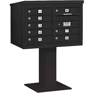 SALSBURY INDUSTRIES 3405D-08BLK Pedestal Mailbox 8 Doors Black 48-1/8 Inch | AG3KZE 33LR81