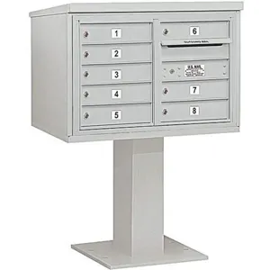 SALSBURY INDUSTRIES 3405D-08GRY Pedestal Mailbox 8 Doors Gray 48-1/8 Inch | AG3KZG 33LR84