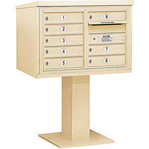 SALSBURY INDUSTRIES 3405D-08SAN Pedestal Mailbox 8 Doors Sand 48-1/8 Inch | AG3KZH 33LR85