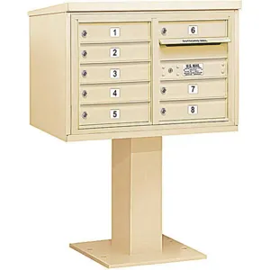 SALSBURY INDUSTRIES 3405D-08SAN Pedestal Mailbox 8 Doors Sand 48-1/8 Inch | AG3KZH 33LR85