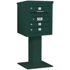 SALSBURY INDUSTRIES 3405S-03GRN Pedestal Mailbox 3 Doors Green 48-1/8 Inch | AG3JPQ 33LH25