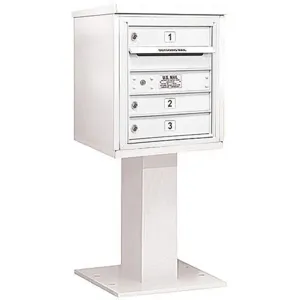 SALSBURY INDUSTRIES 3405S-03WHT Pedestal Mailbox 3 Doors White 48-1/8 Inch | AG3JPU 33LH28