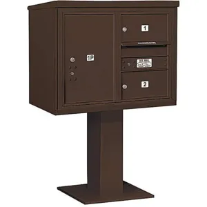 SALSBURY INDUSTRIES 3406D-02BRZ Pedestal Mailbox 3 Doors Bronze 51-5/8 Inch | AG3KXH 33LR38