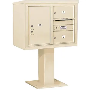 SALSBURY INDUSTRIES 3406D-02SAN Pedestal Mailbox 3 Doors Sand 51-5/8 Inch | AG3KXL 33LR41