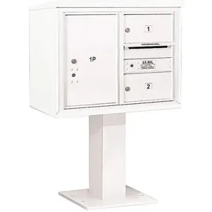 SALSBURY INDUSTRIES 3406D-02WHT Pedestal Mailbox 3 Doors White 51-5/8 Inch | AG3KXM 33LR42