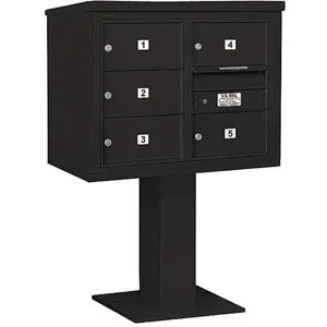 SALSBURY INDUSTRIES 3406D-05BLK Pedestal Mailbox 5 Doors Black 51-5/8 Inch | AG3KZU 33LR95