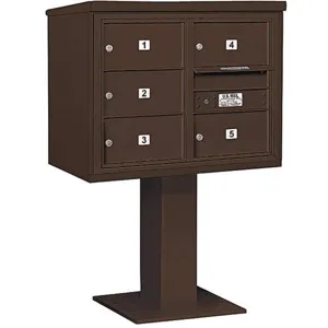 SALSBURY INDUSTRIES 3406D-05BRZ Pedestal Mailbox 5 Doors Bronze 51-5/8 Inch | AG3KZV 33LR96