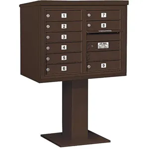 SALSBURY INDUSTRIES 3406D-09BRZ Pedestal Mailbox 9 Doors Bronze 51-5/8 Inch | AG3LGC 33LU48