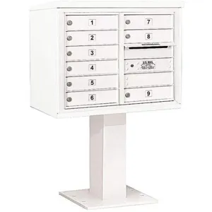 SALSBURY INDUSTRIES 3406D-09WHT Pedestal Mailbox 9 Doors White 51-5/8 Inch | AG3LGG 33LU52